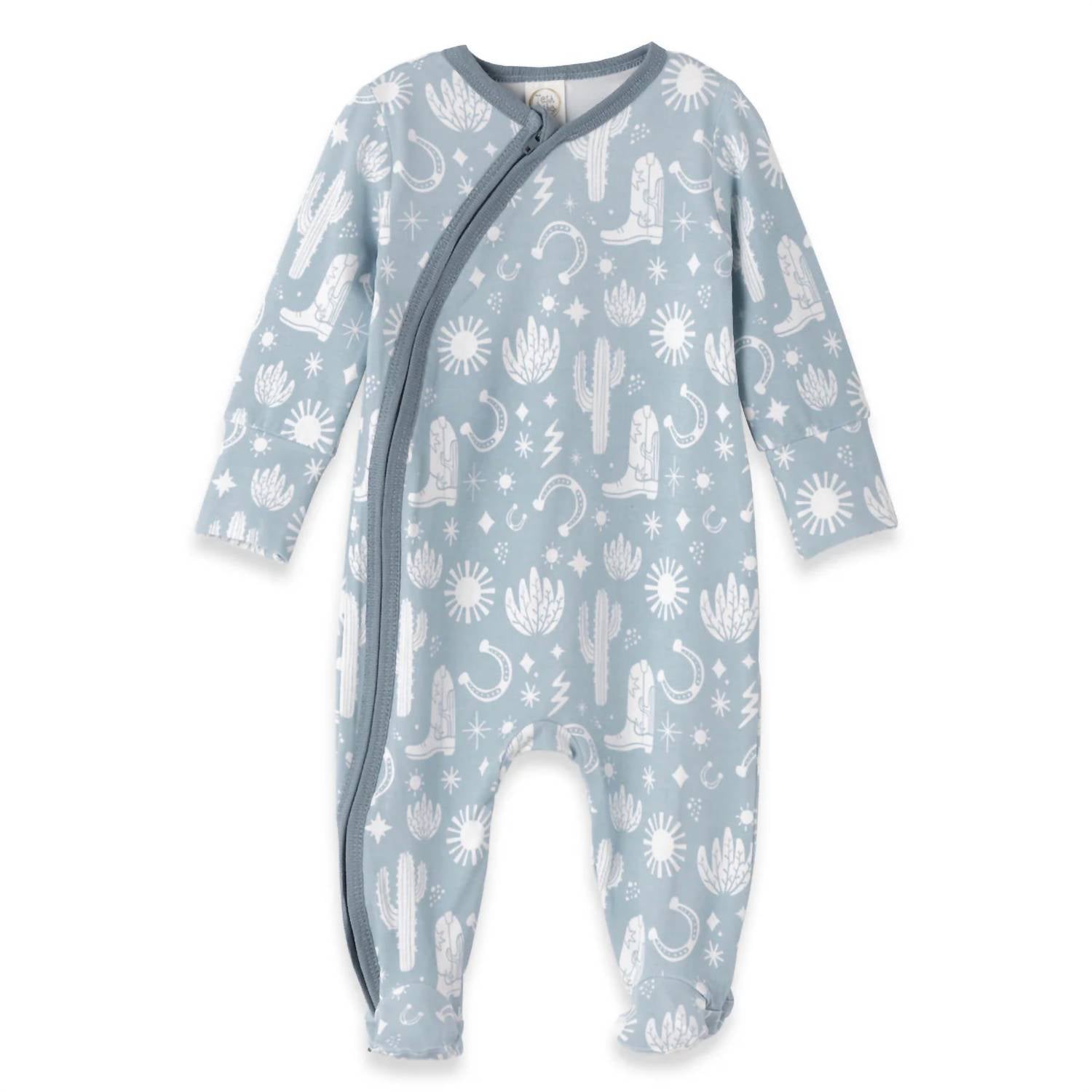 Tesa Babe - Baby's Wild West Long Sleeve Footed Zipper Romper