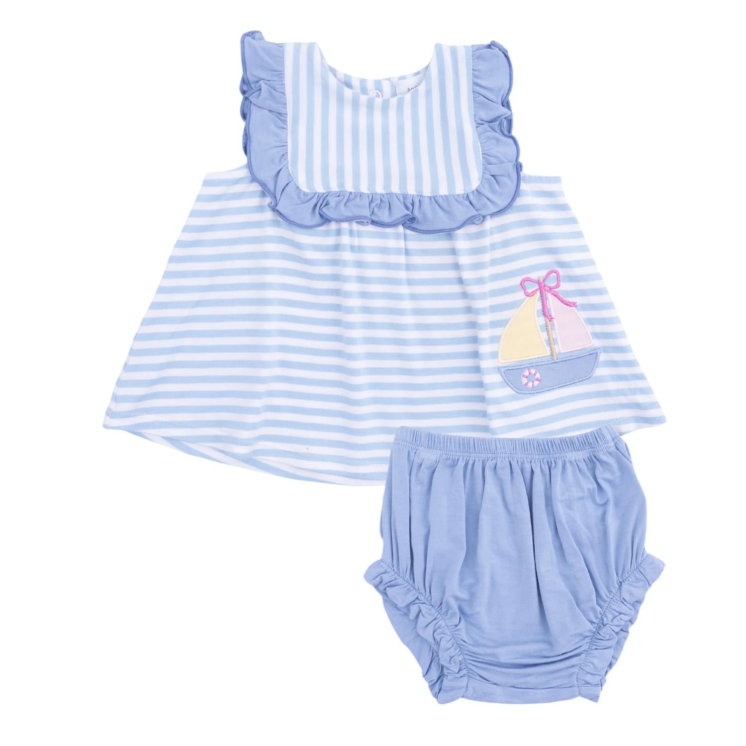 Angel Dear - Girls' Bubbly Sailboat Ruffle Set