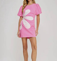 Strut & Bolt - Side Cut-out Flower Detail Mini Dress