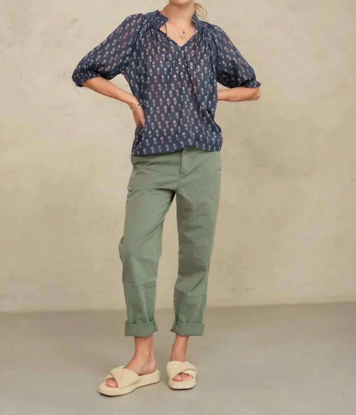 M.A.B.E. - Ari Print Short Sleeve Blouse