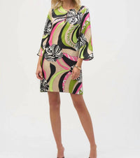 Joseph Ribkoff - Satin Retro Print Straight Dress