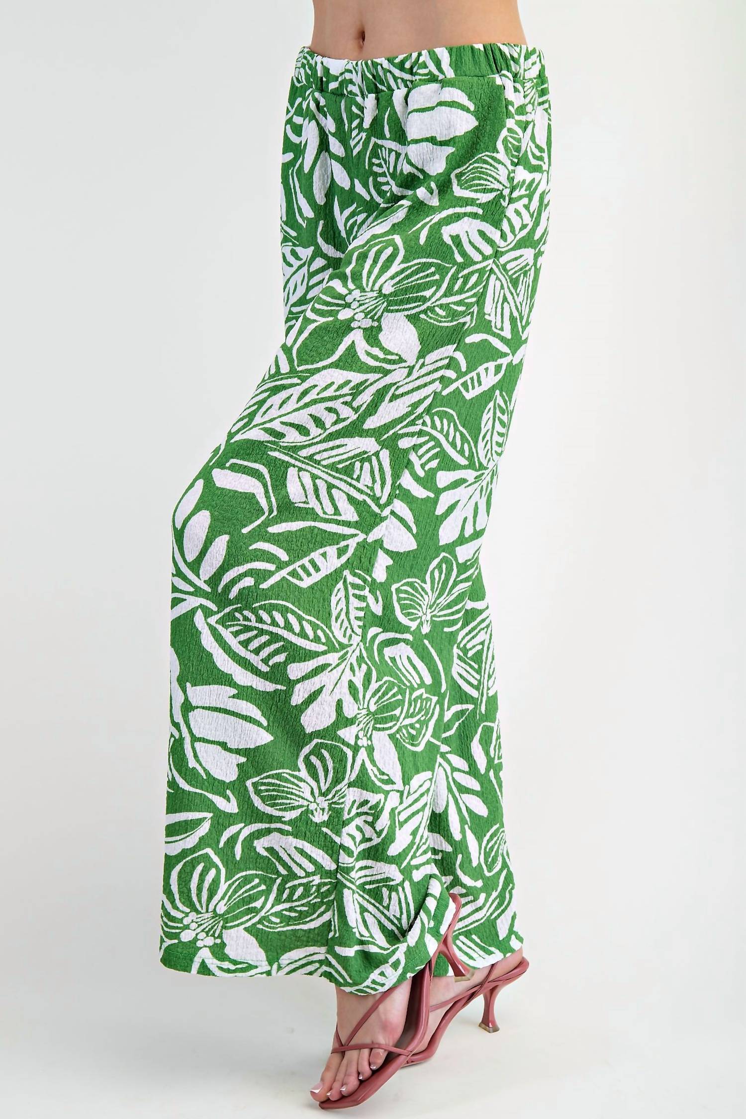 Easel - Tropical Popcorn Knit Pants - Plus