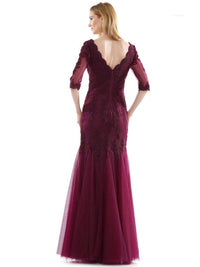 Colors Dress - Sheer 3/4 Sleeve Mermaid Gown