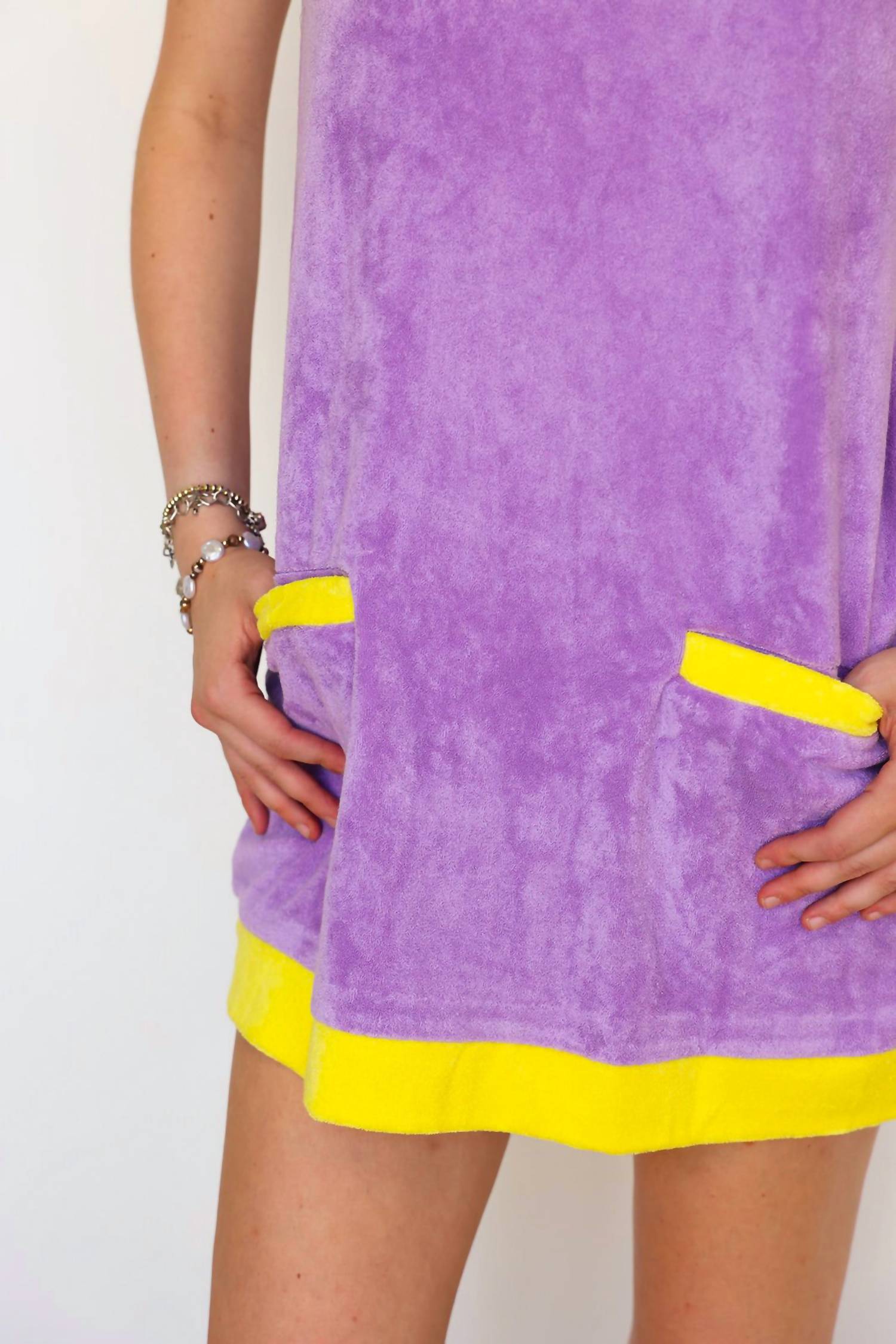 Karlie - Solid Colorblock French Terry Scoop Dress
