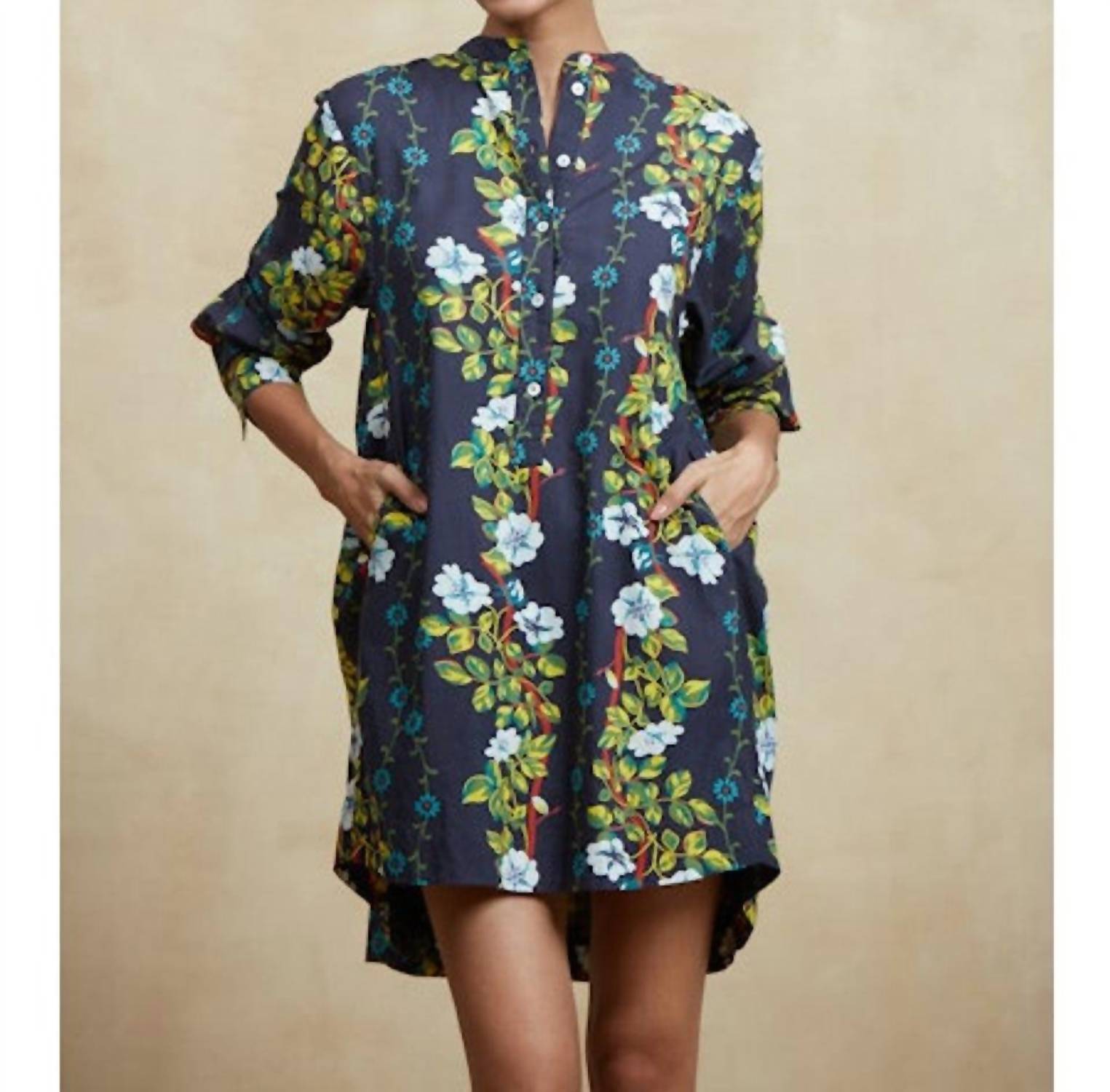 RO'S GARDEN Cynthia Short Dress in navy scala - women's dress