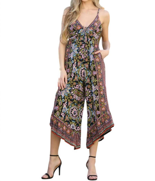 Angie - V Neck Angled Hem Jumpsuit