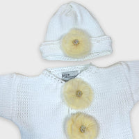 Gita - Girl's 2pc Cotton Sweater With Rabbit Fur Button