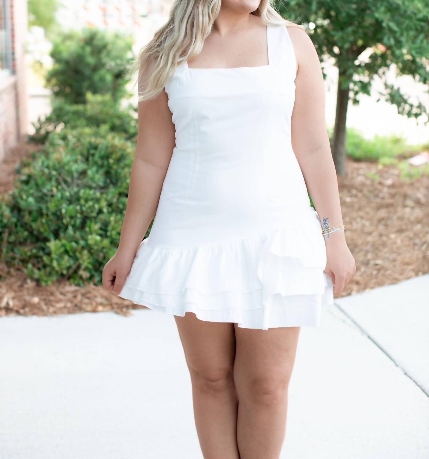 Baby Pink - Mini Dress With Ruffle Hem