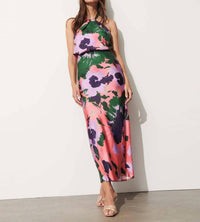 FIGUE Julita Skirt in pressed petal sunset coral - women's skirt - detail view