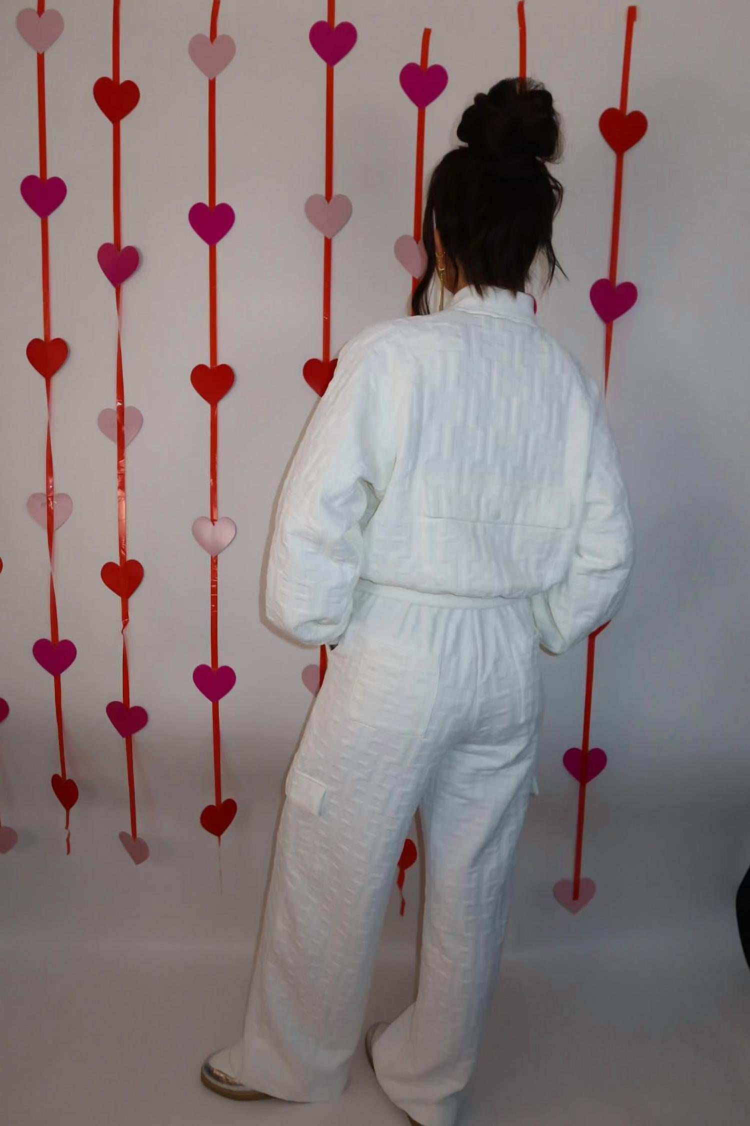 Mulla - Embossed Bomber And Long Pants Set