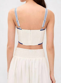 Moon River - Melissa Sleeveless Crop Floral Detail Top