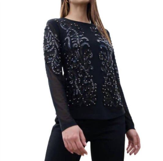 Oolala - Studded Embroidery Mesh Top