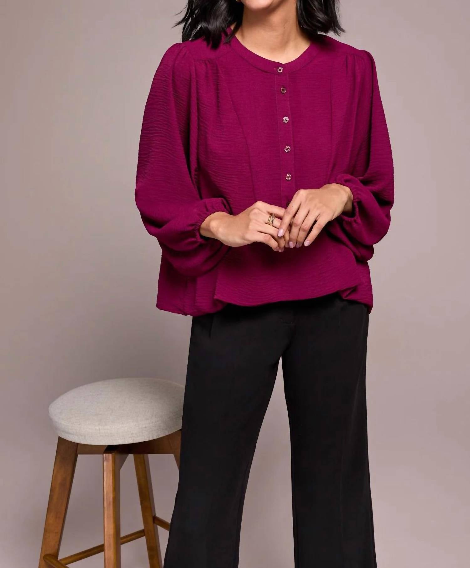 Tribal - Airflow Long Sleeve Mandarin Collar Blouse