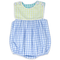 Lullaby Set Girls Charming Bubble Onesies in blue yellow mint check - kids' item