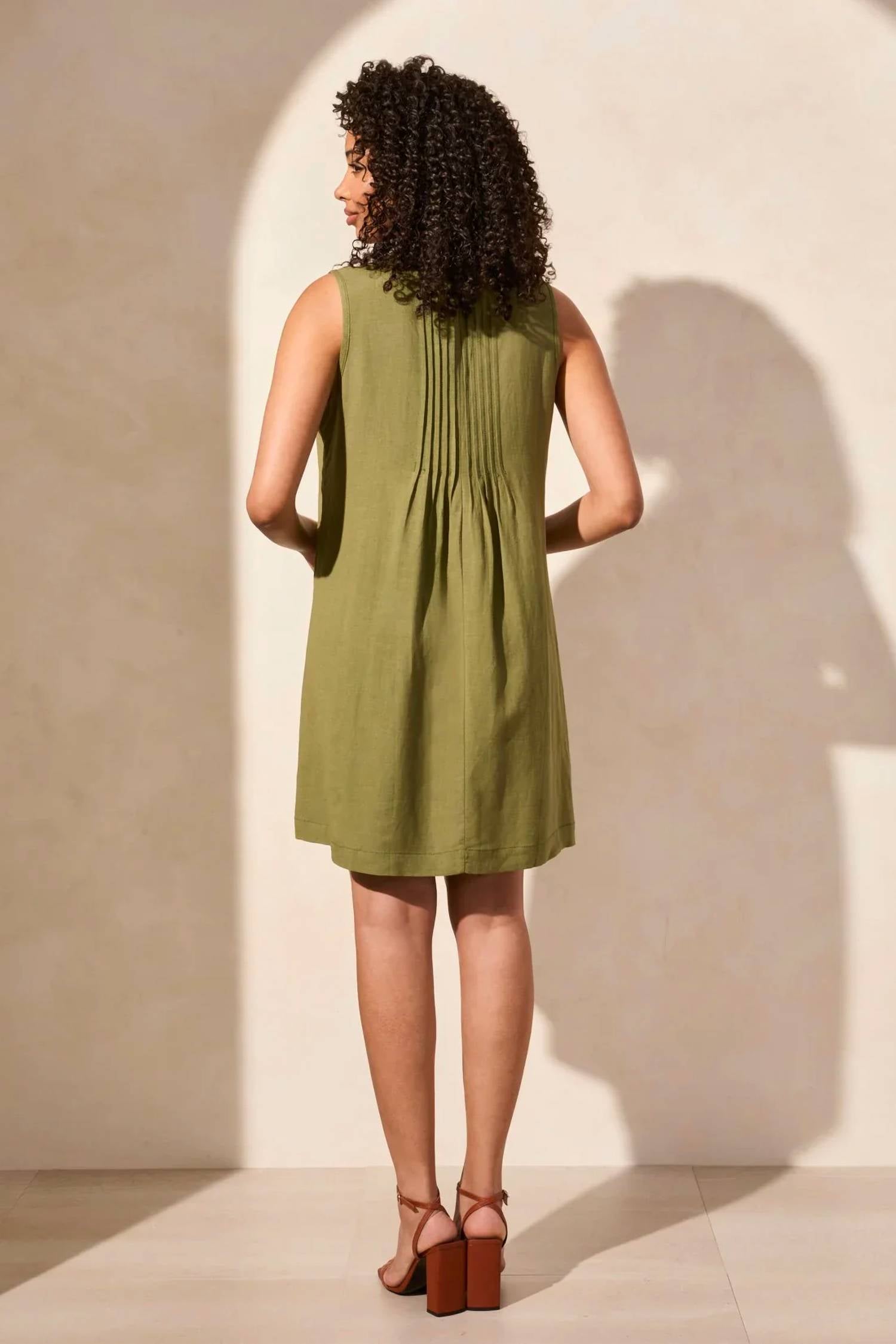 Tribal - Pleated Sleeveless Mini Dress