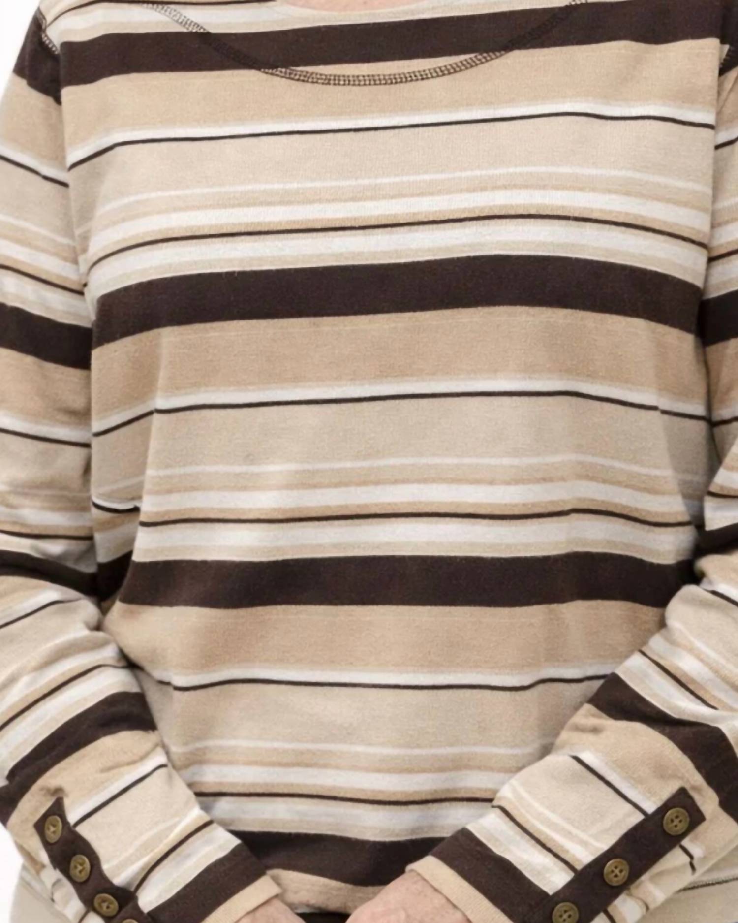 N Touch - Hickory Long Sleeve Button Accent Top