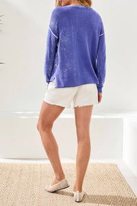 Tribal - Lightweight Cotton V-neck Sweater