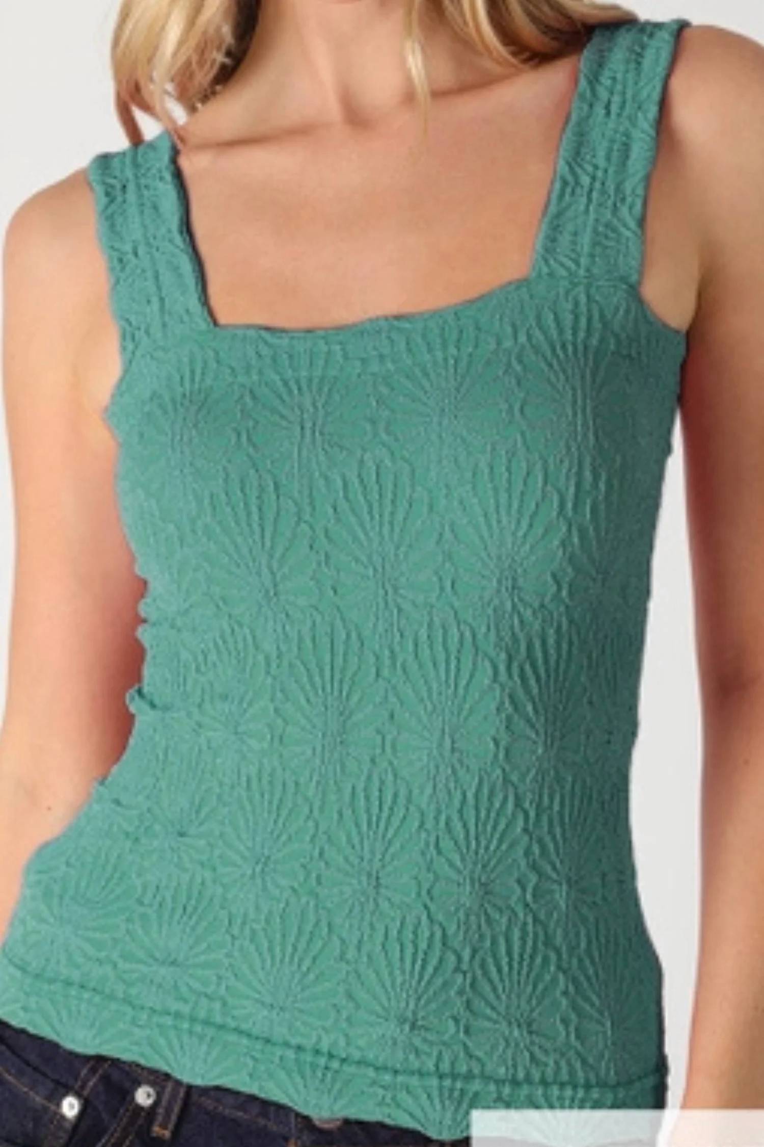 Nikibiki - Lace Textured Square Neck Tank Top
