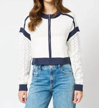 Central Park West - Brooklyn Collarless Sweater Bomber Jacket