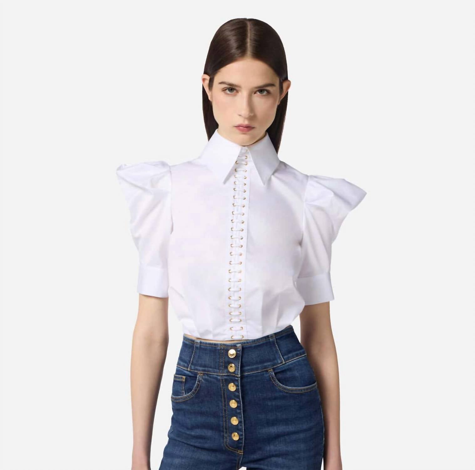 Elisabetta Franchi - Laced Front Poplin Shirt