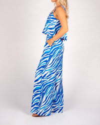 Sincerely Ours Brandee Zebra Printed Top in blue - women's tank top - detail view