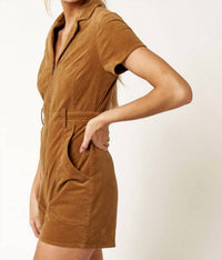 Blue Blush - Corduroy Zippered Romper