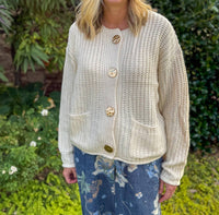 Jodifl Meadow Cardigan in cream gold - women's cardigan - detail view