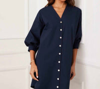 Karen Kane - Lantern Sleeve Button-Front Dress