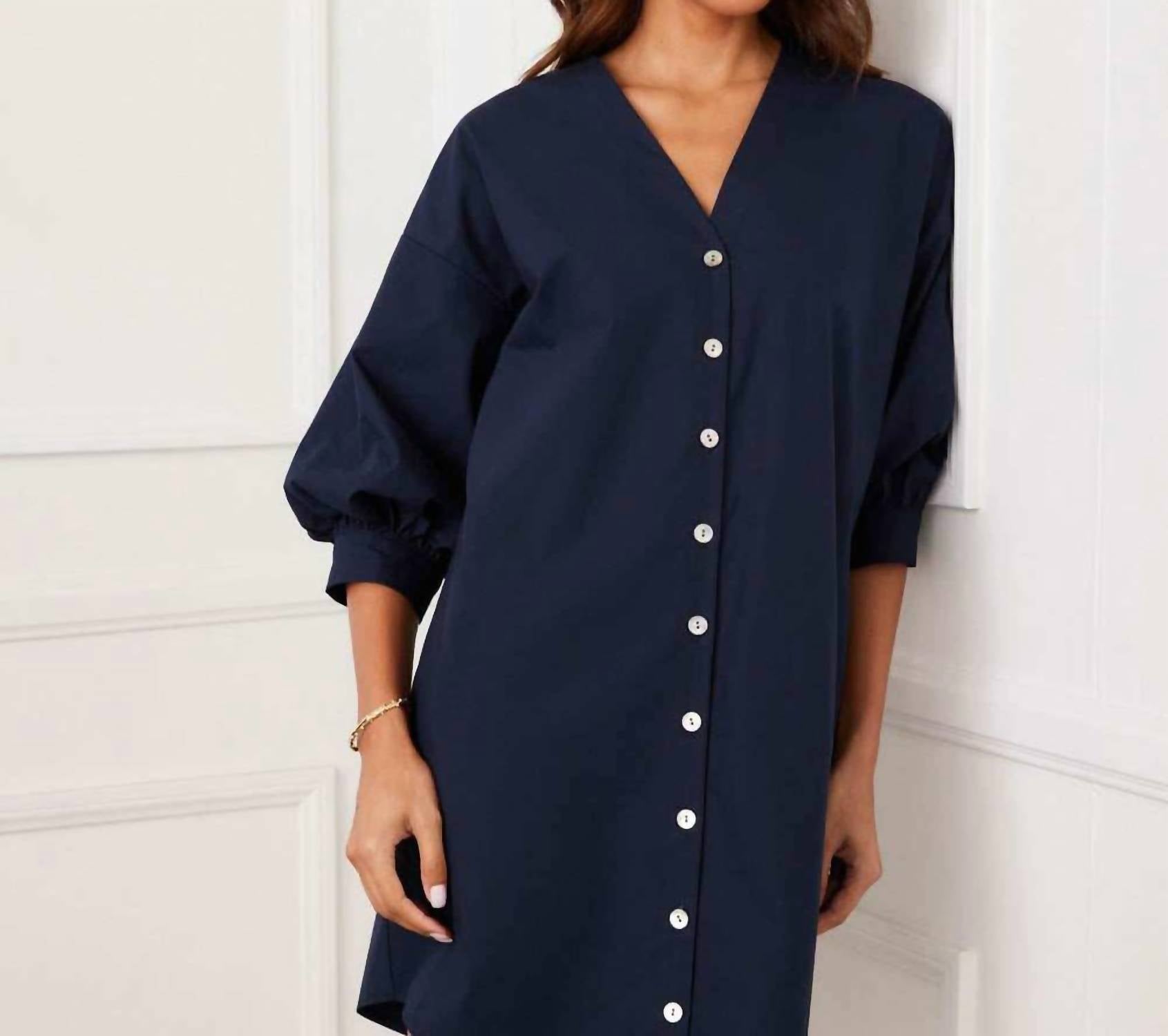 Karen Kane - Lantern Sleeve Button-Front Dress