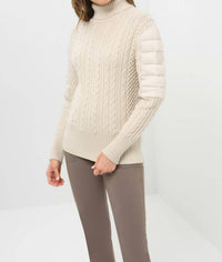 Anatomie Eloisa Cableknit Padded Sweater in stone - women's sweater - alternate view
