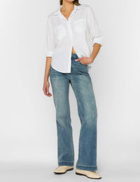 Velvet Heart Riley Relaxed Fit Top in optic white - women's long sleeve top