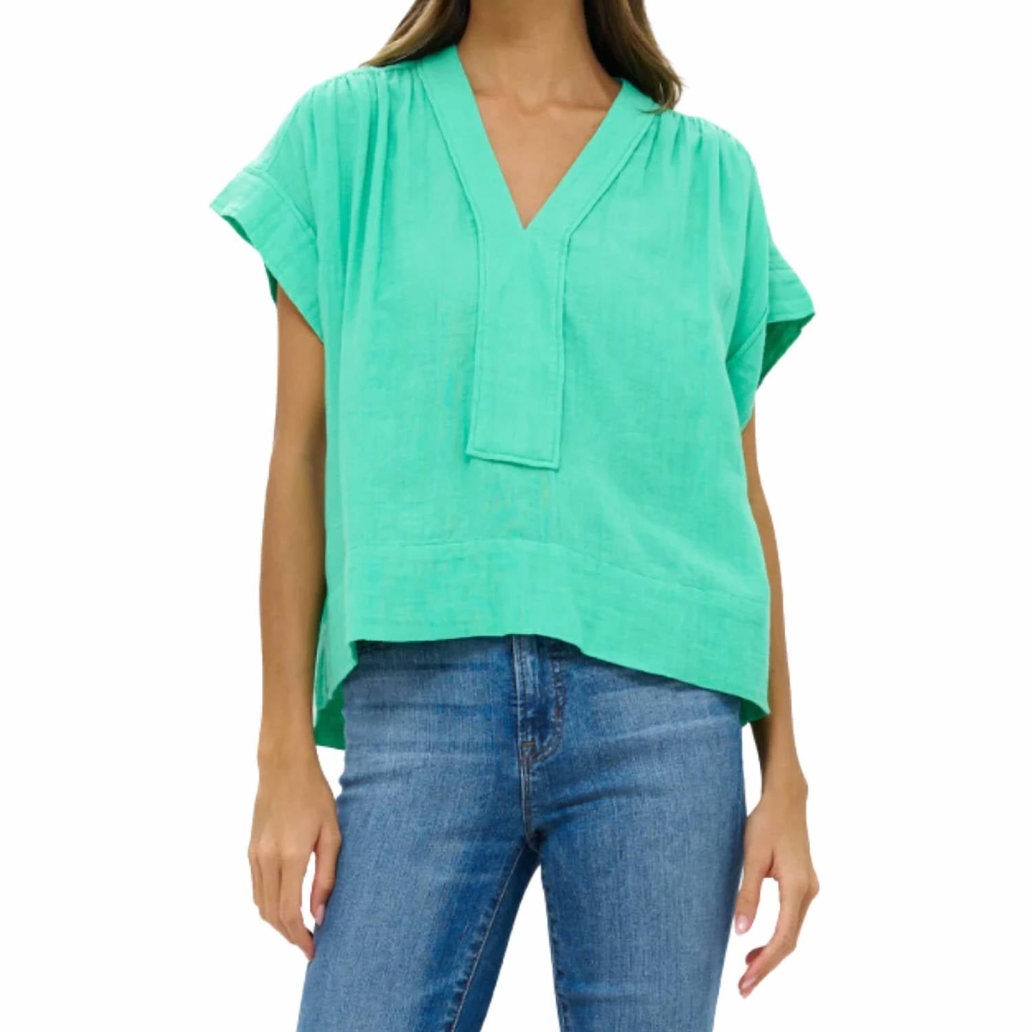 Oliphant - Roll Sleeve V-neck Top