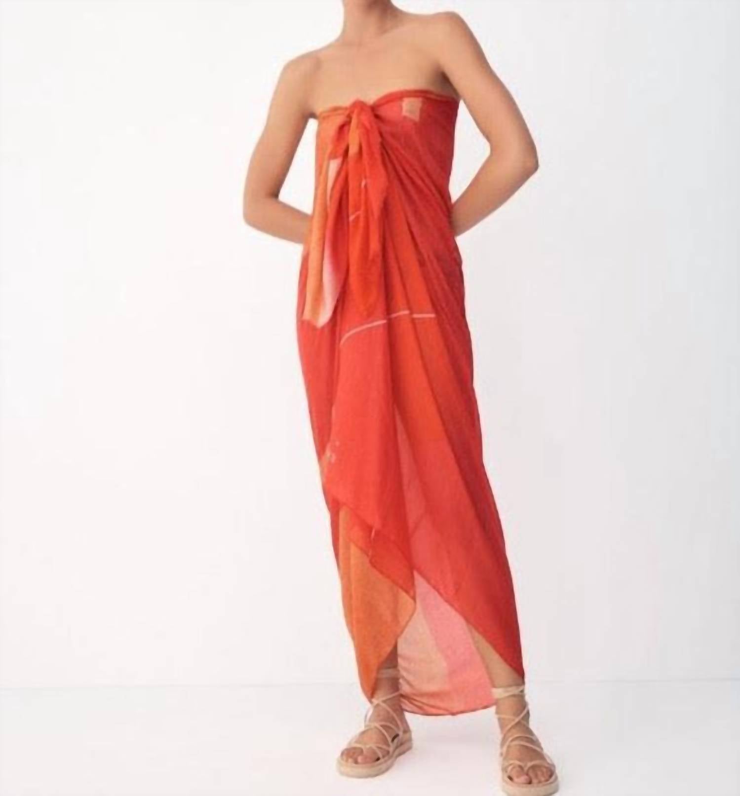 Bird & Knoll Women's Shadow Play Sarong in orange - women's swimwear