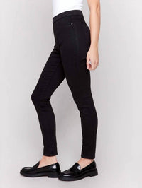 CHARLIE B Twill Pull On Jean in black - women's jeans - alternate view