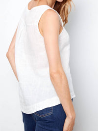 CHARLIE B Women's Crisp Linen Sleeveless Blouse in white - women's blouse - alternate view