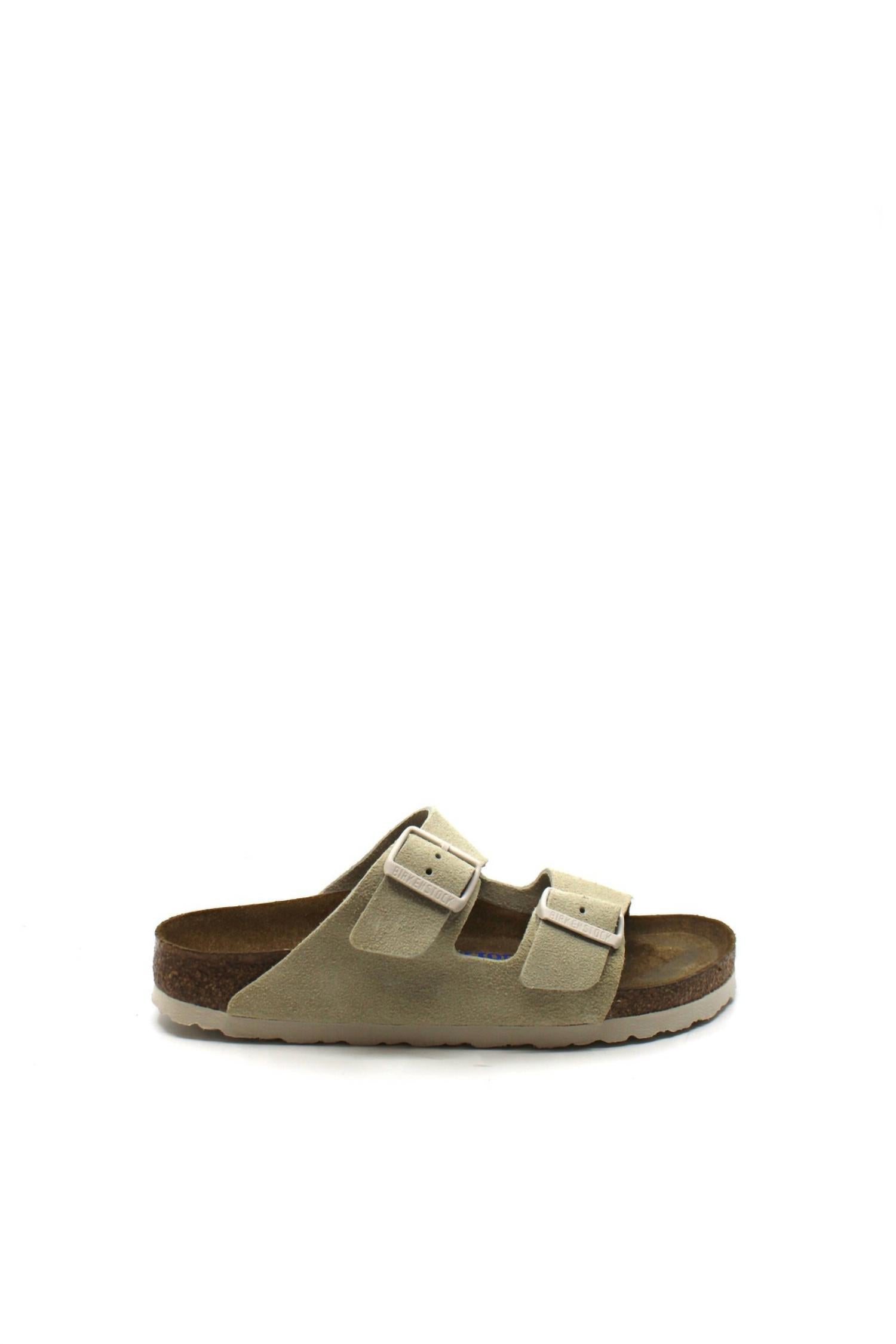 BIRKENSTOCK Women's Arizona Suede Sandal in antique white - women's sandal - detail view