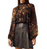 Marie Oliver Scottie Chiffon Blouse in black multi - women's blouse