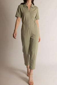 P.CILL Front Zipper Jumpsuit in olive - women's pants