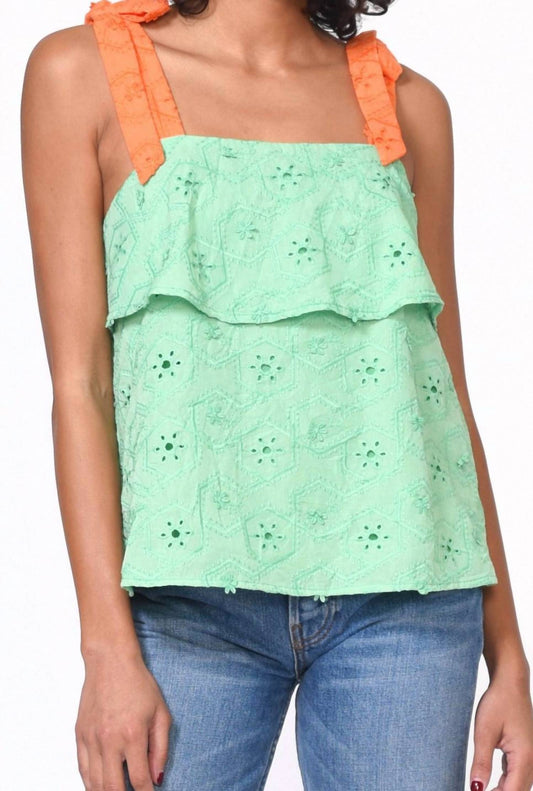 Greylin - Pali Embroidered Tie Shoulder Top