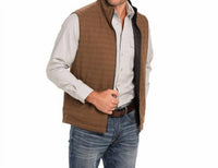 Madison Creek Outfitters Sautee Reversible Vest in brown glen plaid black - men's jacket - detail view