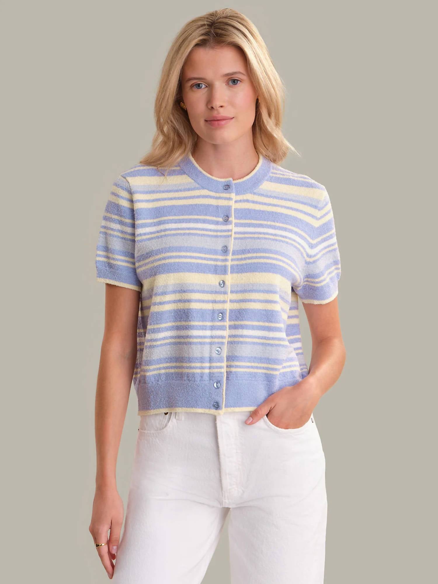 525 America - Bay Stripe Short Sleeve Cardigan