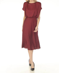 Joseph Ribkoff - Blouson Satin Midi A-line Dress