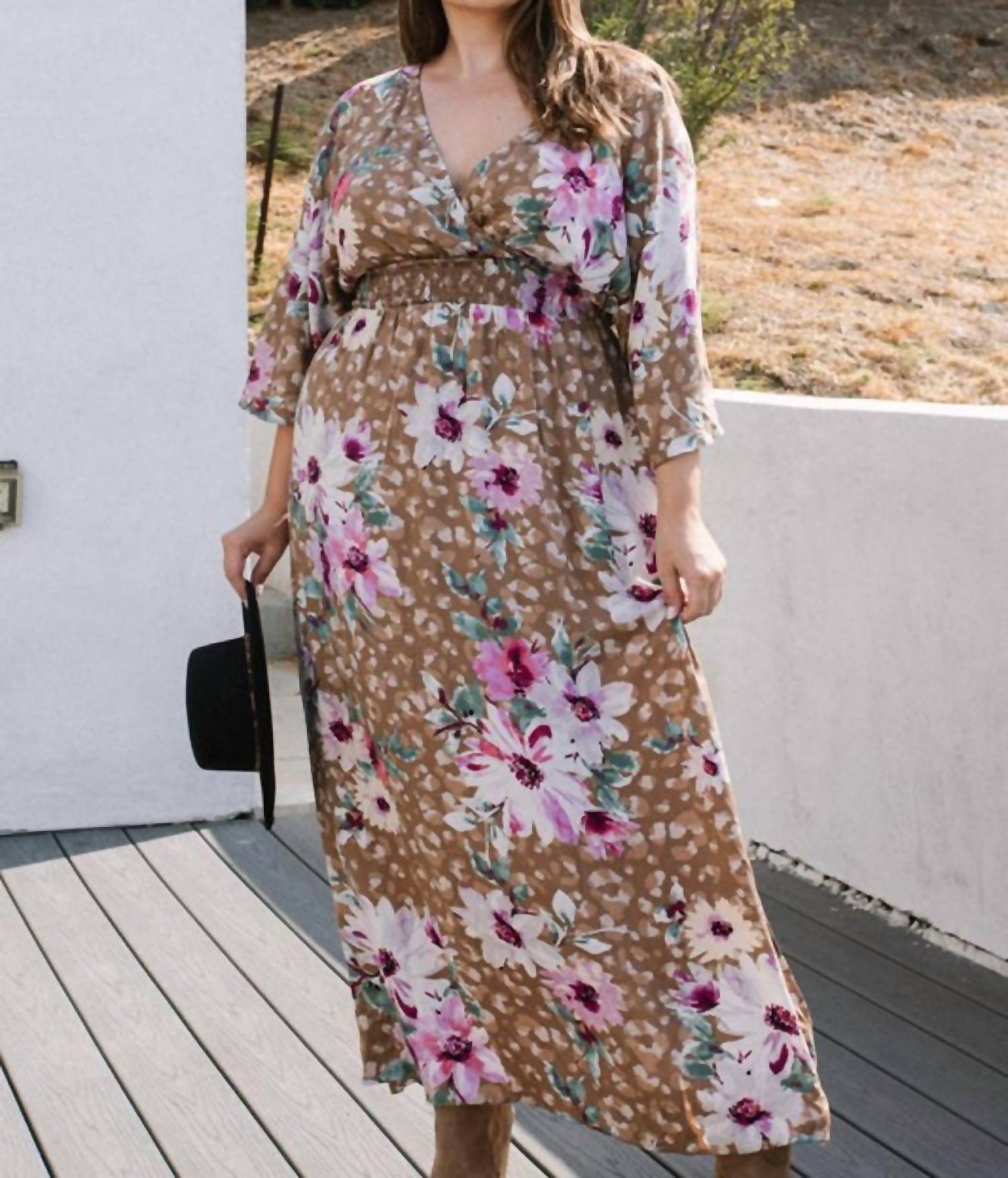 Hayden La - Leopard Floral Print Maxi Wrap Dress