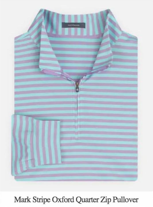 Grape/Reef stripe quarter zip pullover