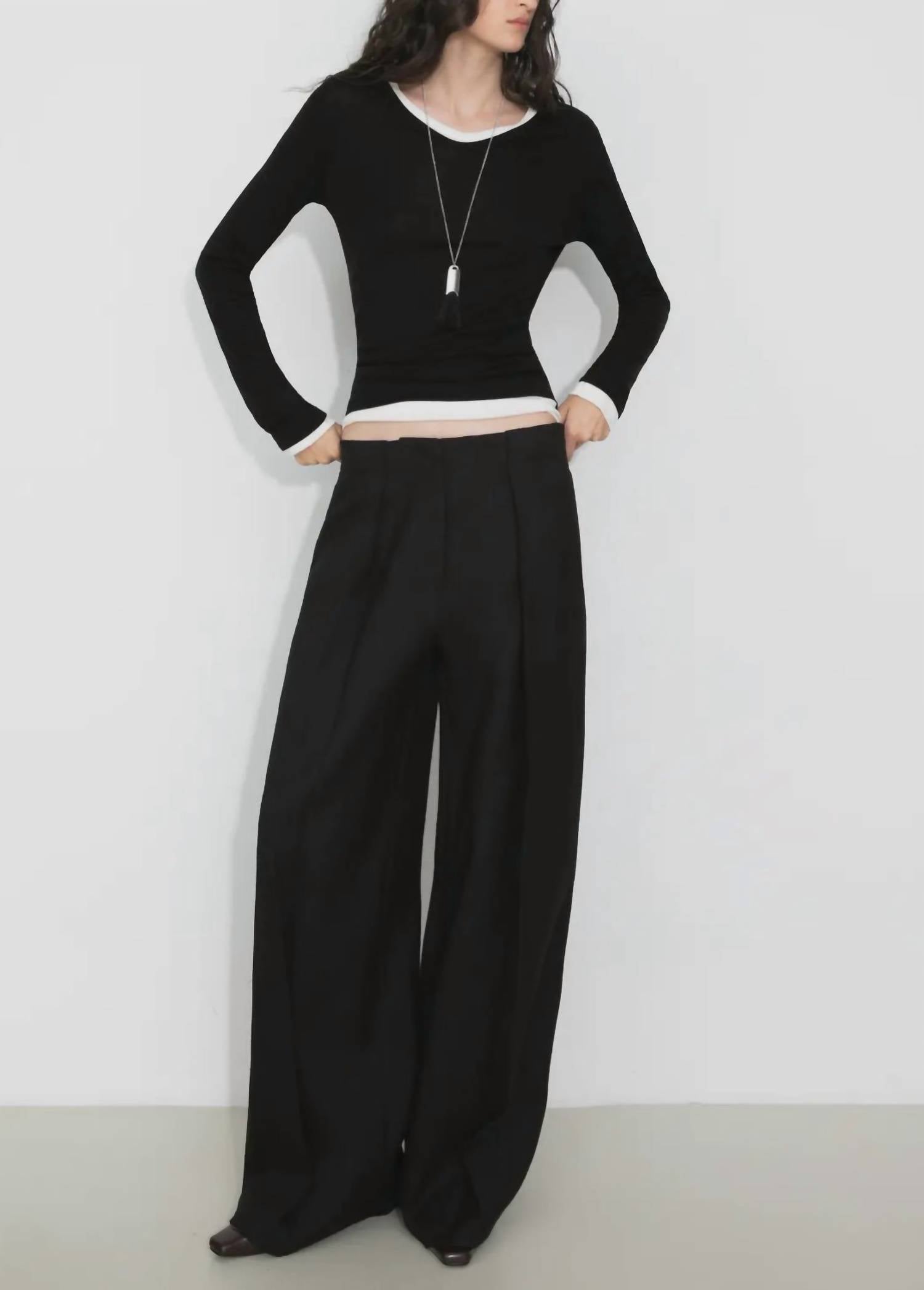 Cubic Draped Pull-on Pant in black - women's pants