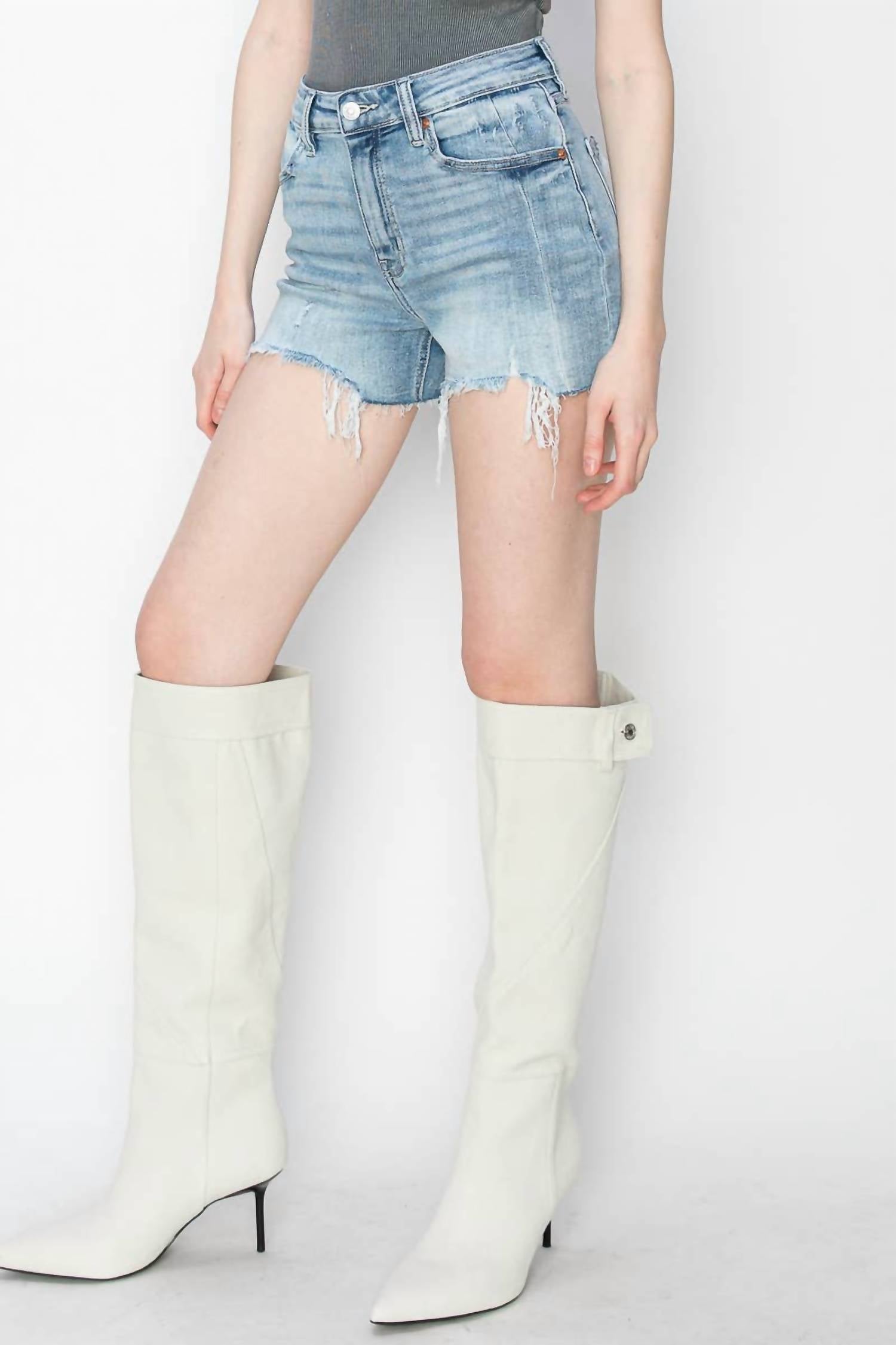 Artemis Vintage - High Rise Stretch Denim Shorts