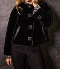Joseph Ribkoff - Faux Fur Crewneck Boxy Jacket