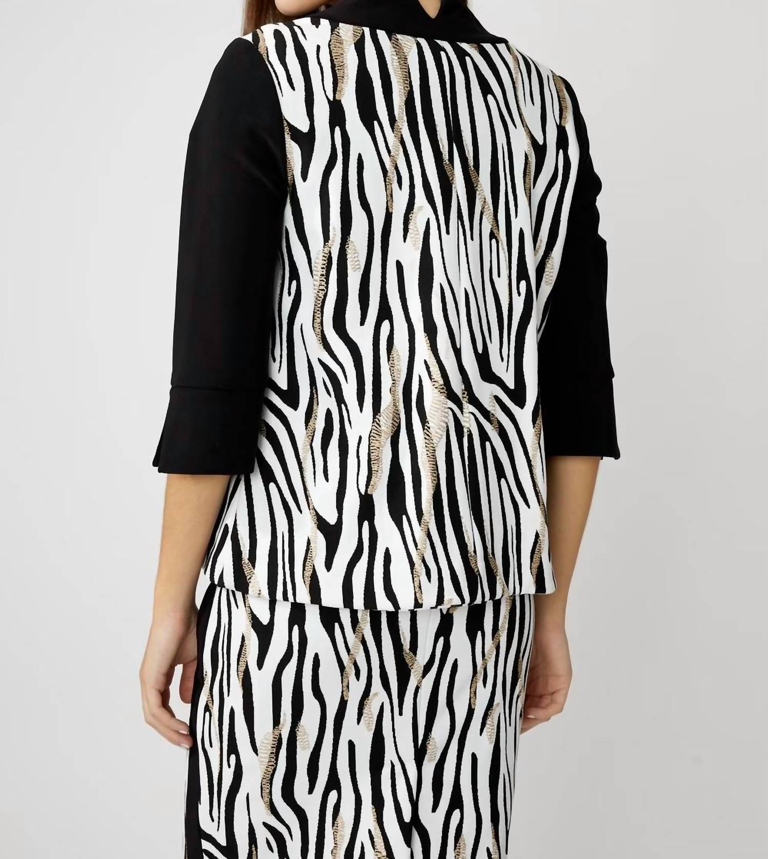 Frank Lyman - Zebra Print 3/4 Sleeves Jacket