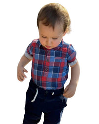 Me & Henry - Boys Jasper Woven Plaid Onesie
