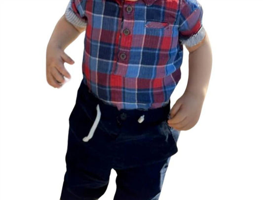 Me & Henry - Boys Jasper Woven Plaid Onesie